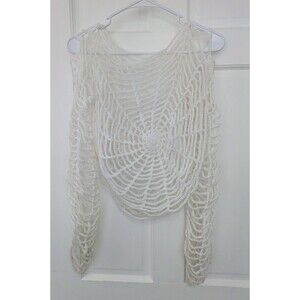 Handmade White Crochet Spider Web Top Shrug Oversized Loose Knit Goth Fairycore